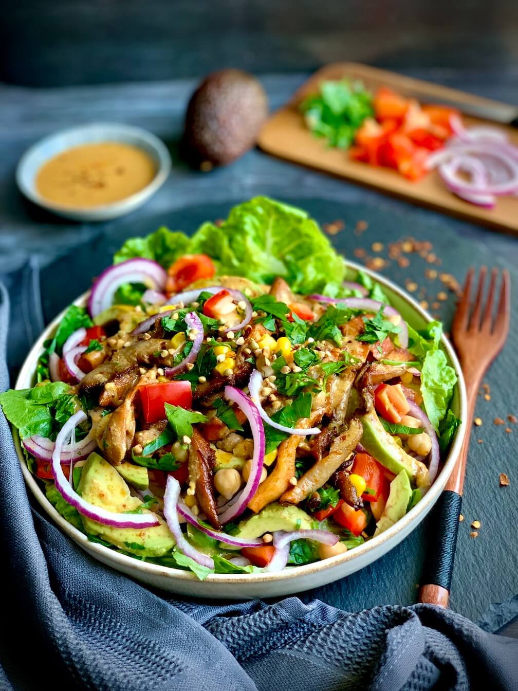 Supercharged Salad with Oyster Mushrooms