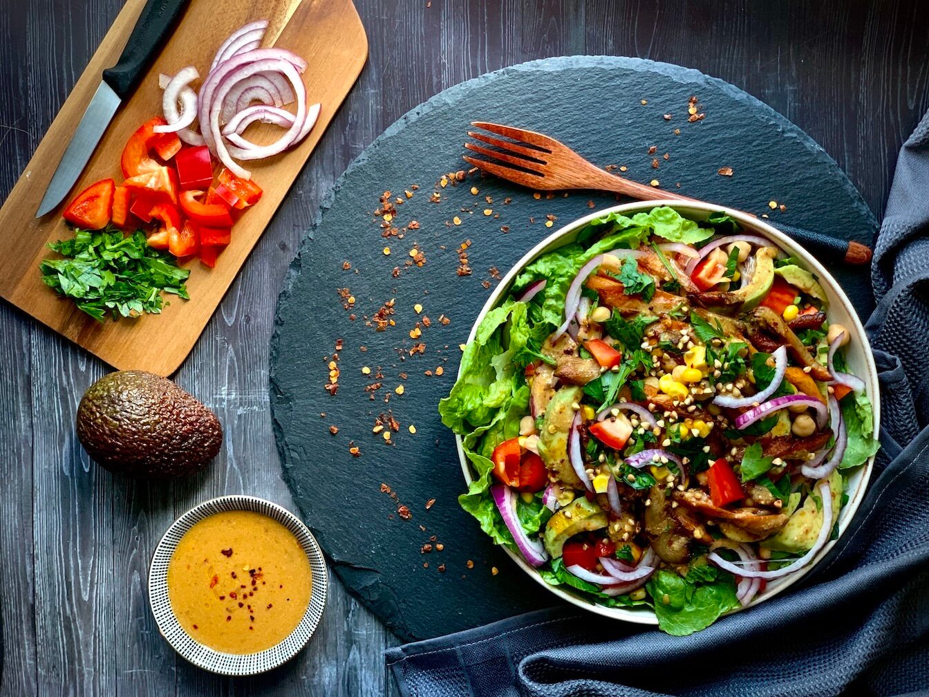 Supercharged Salad with Oyster Mushrooms